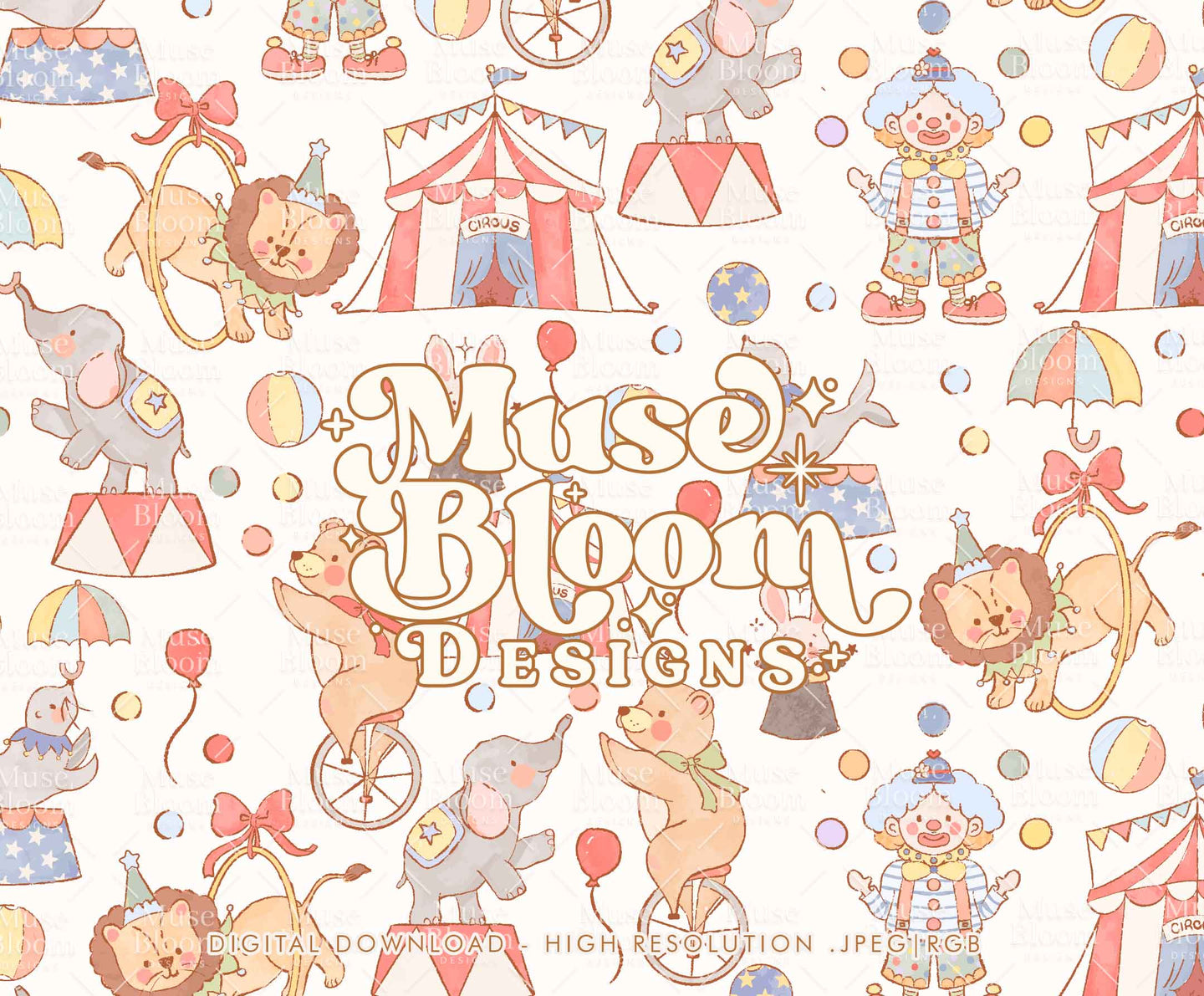 Circus Seamless Pattern Digital File