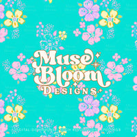Load image into Gallery viewer, Spring Sumer Watercolor Floral Seamless - Mavi - Teal
