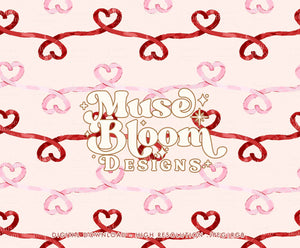 Valentine's Watercolor Hearts Ribbons Seamless Print - Josephine