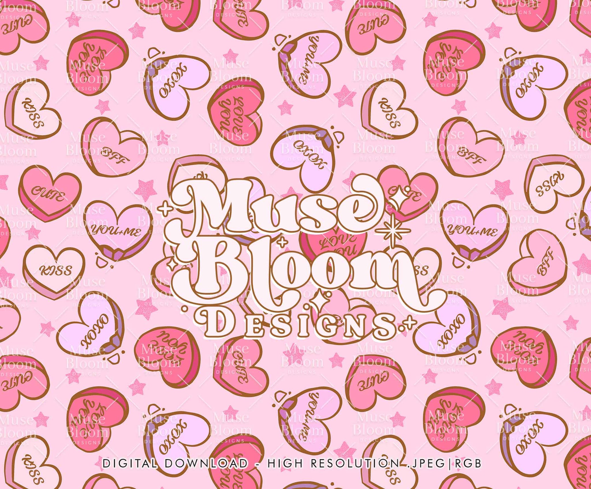 Valentine's Day, Glossy Candy Hearts Patterns, Seamless, s2